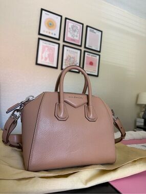 Givenchy Mini Antigona Camel Tan Pebbled Leather